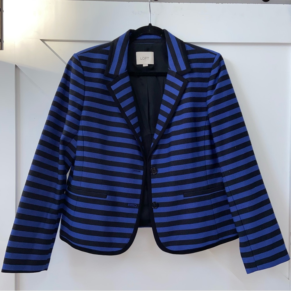 LOFT Blue & Black Striped Blazer